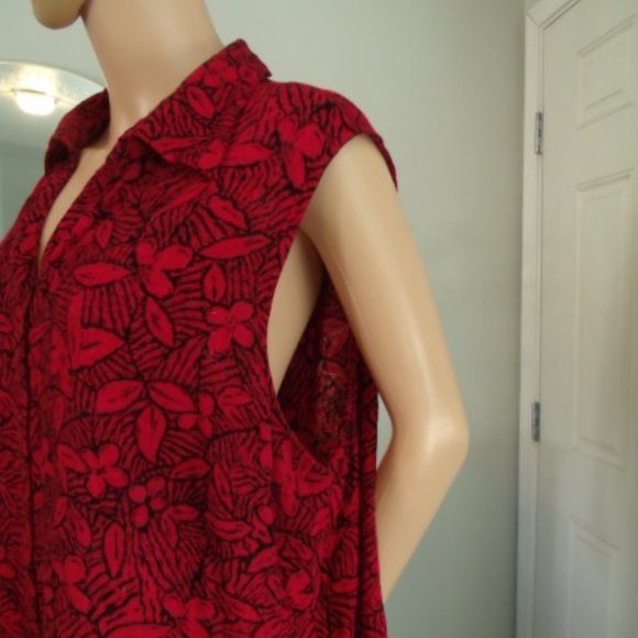 Notations 3X Rayon Red & Black Sleeveless Blouse - Picture 5 of 7